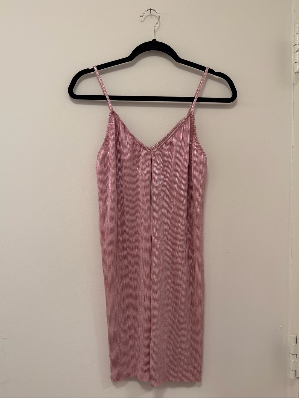 & Other Stories Pleated Satin Mini Slip Dress in Dusty Pink